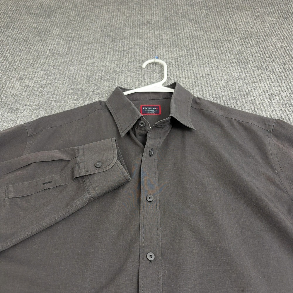 UNTUCKit Button Up Men XL Charcoal Cotton Relaxed Fit Wrinkle Free Casual Modern